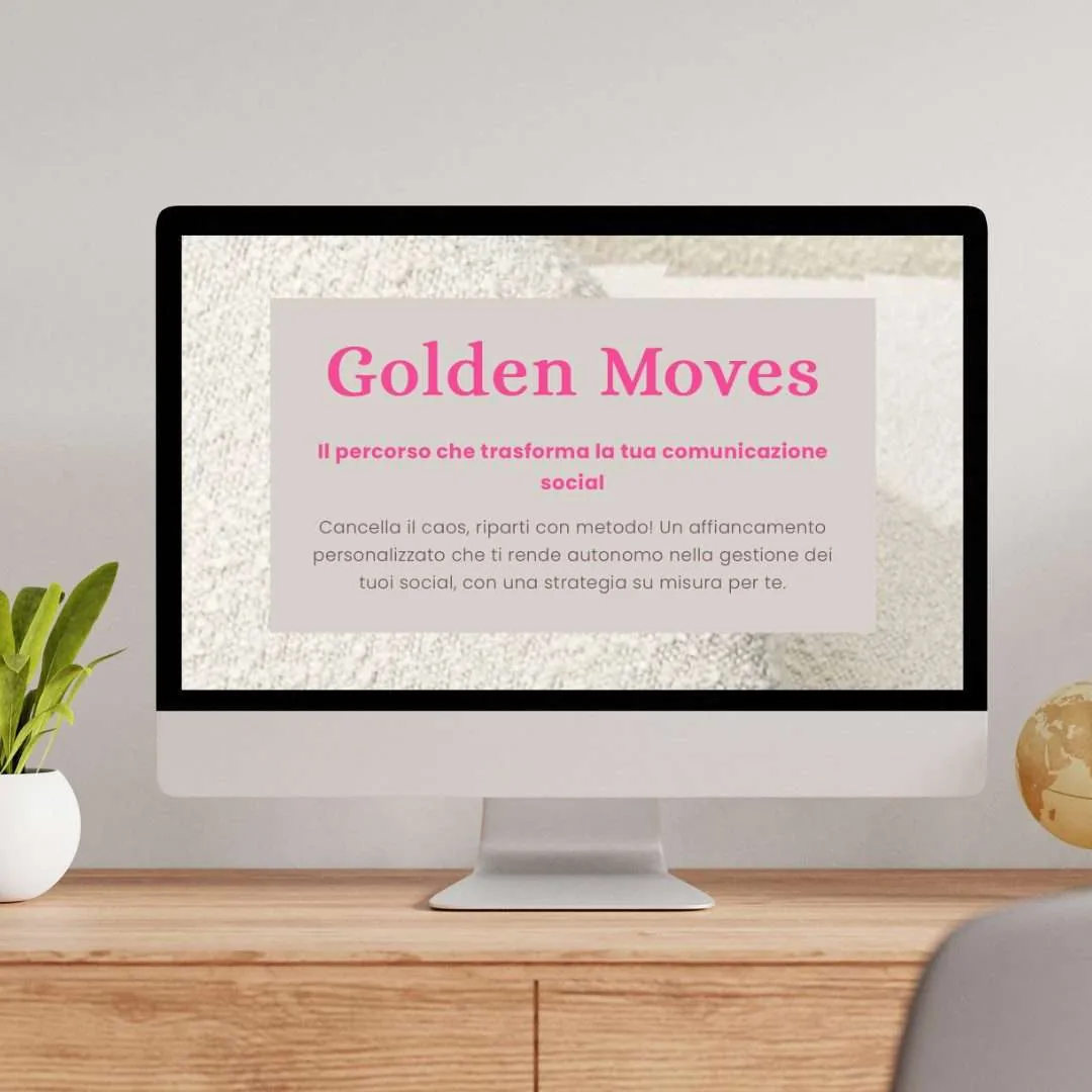 Mockup su desktop della landing page Golden Moves di Greta Castellano